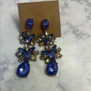 Elegant Blue and Gold Drop Earrings